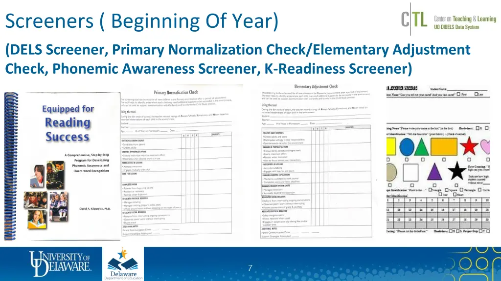 screeners beginning of year 1