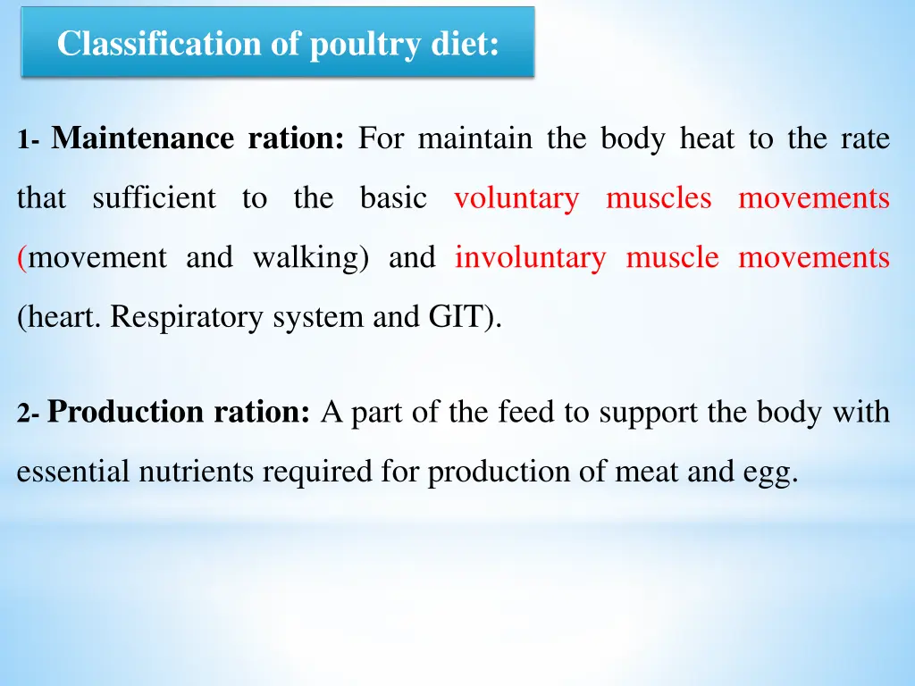 classification of poultry diet