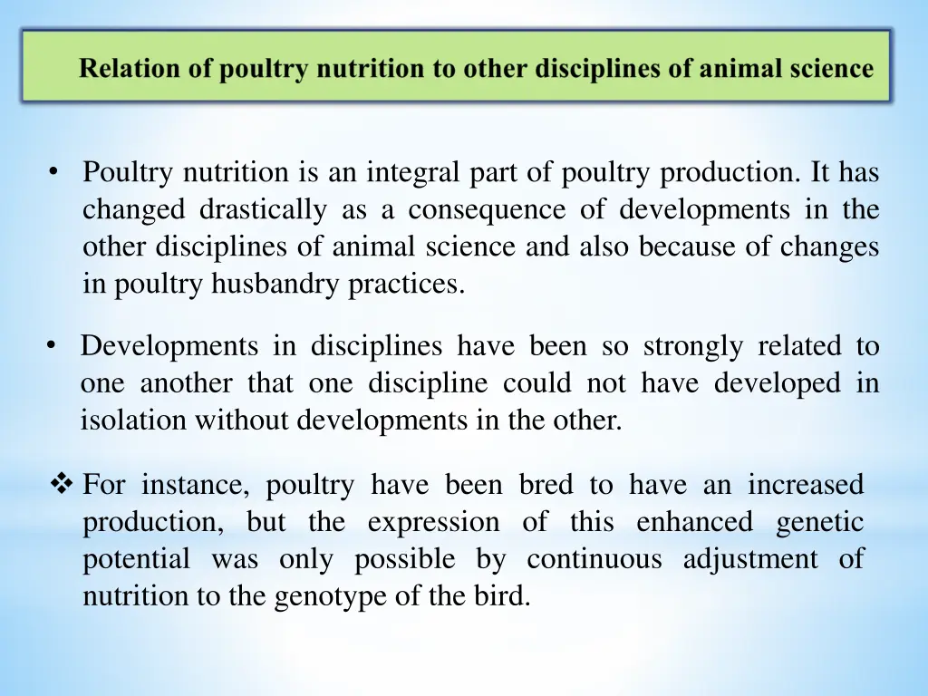 poultry nutrition is an integral part of poultry