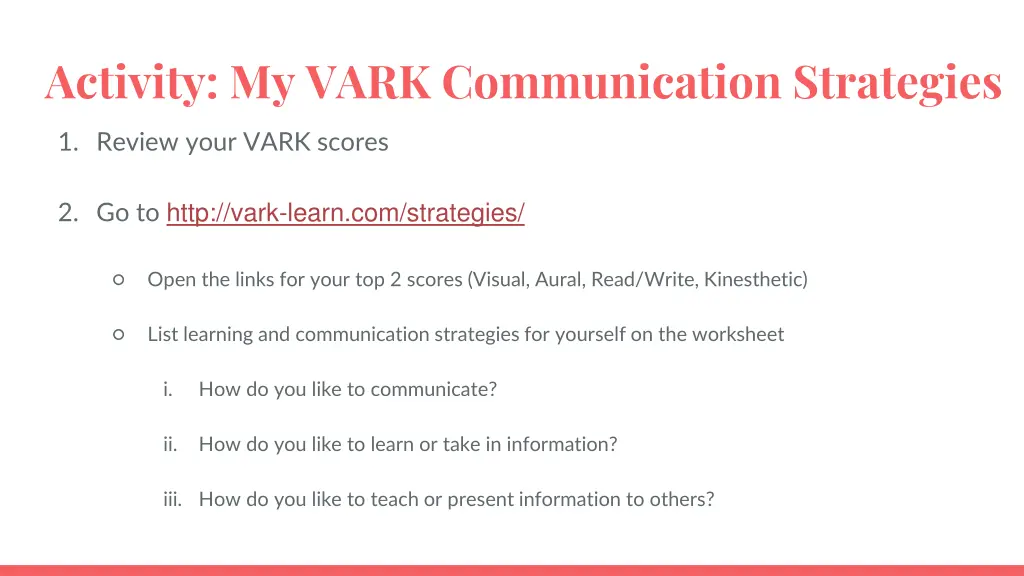 activity my vark communication strategies