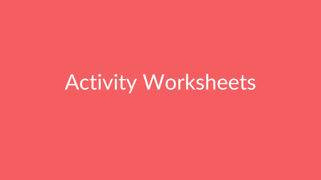 activity worksheets