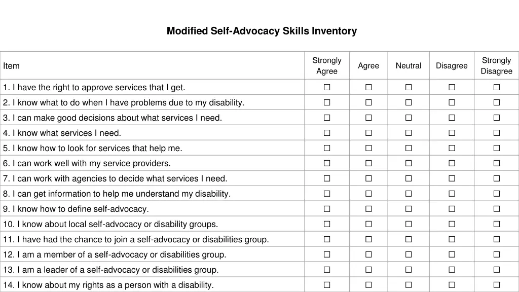 modified self advocacy skills inventory