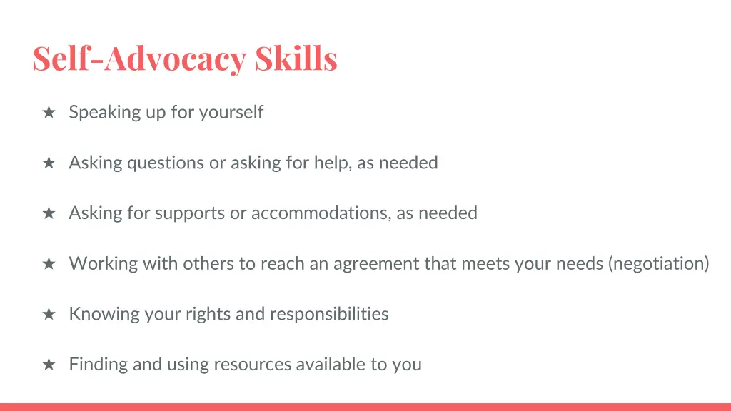 self advocacy skills