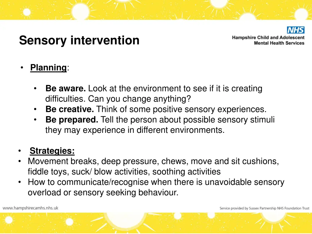 sensory intervention