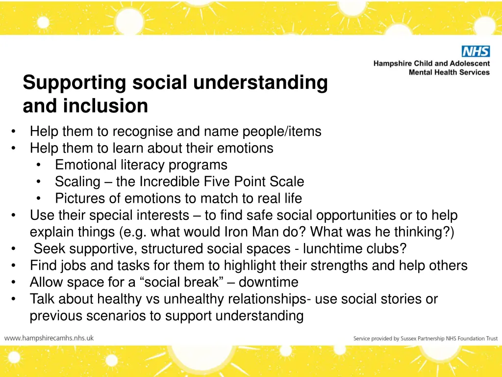 supporting social understanding and inclusion