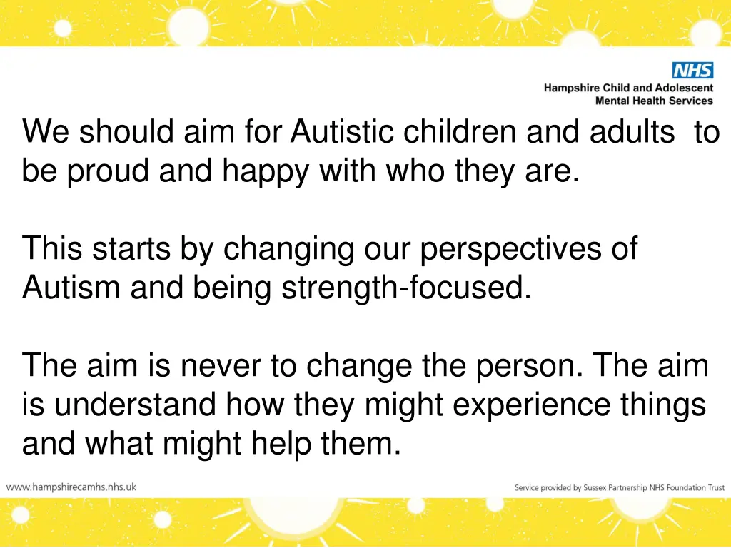 we should aim for autistic children and adults