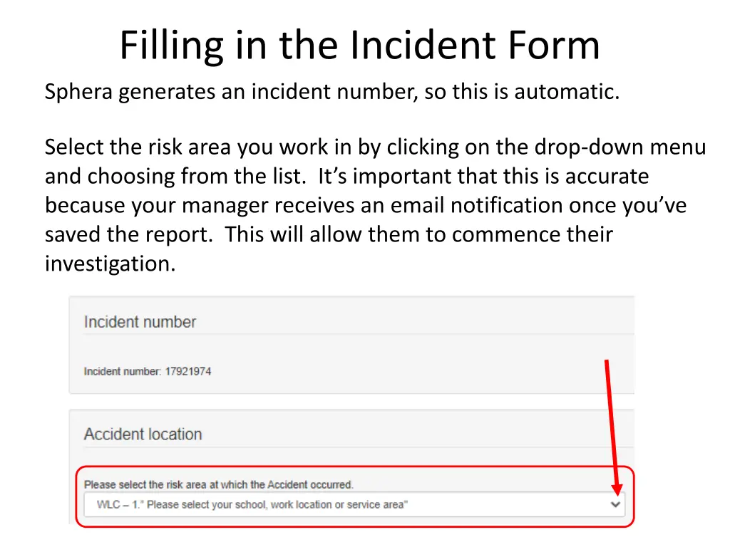 filling in the incident form sphera generates