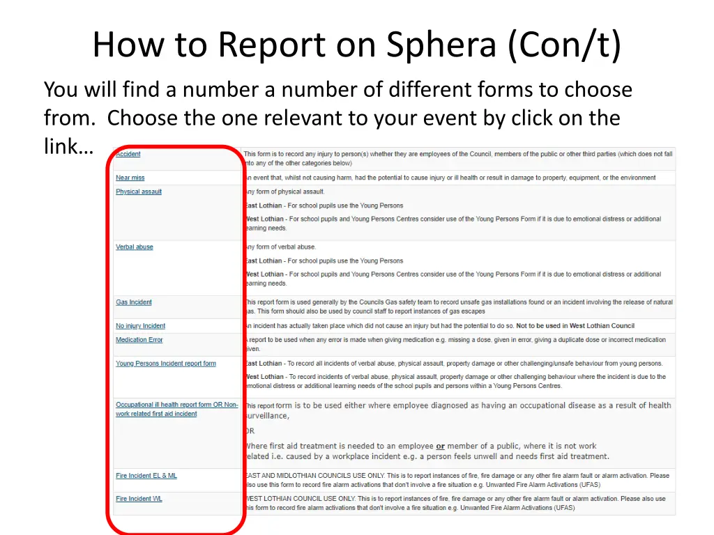 how to report on sphera con t 1
