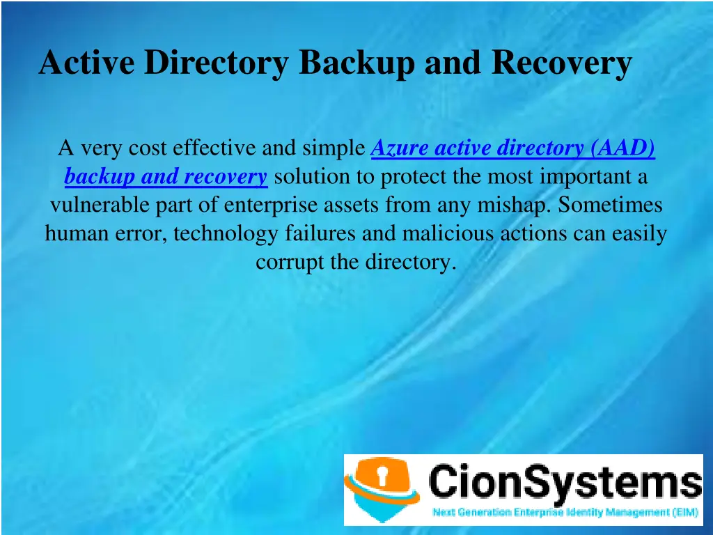 active directory backup and recovery