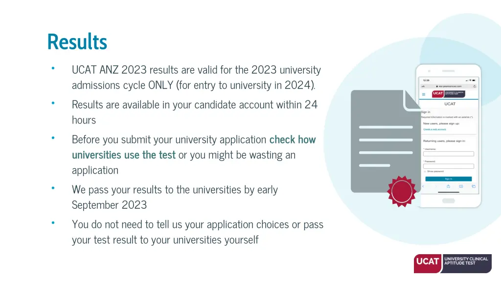 results admissions cycle only for entry