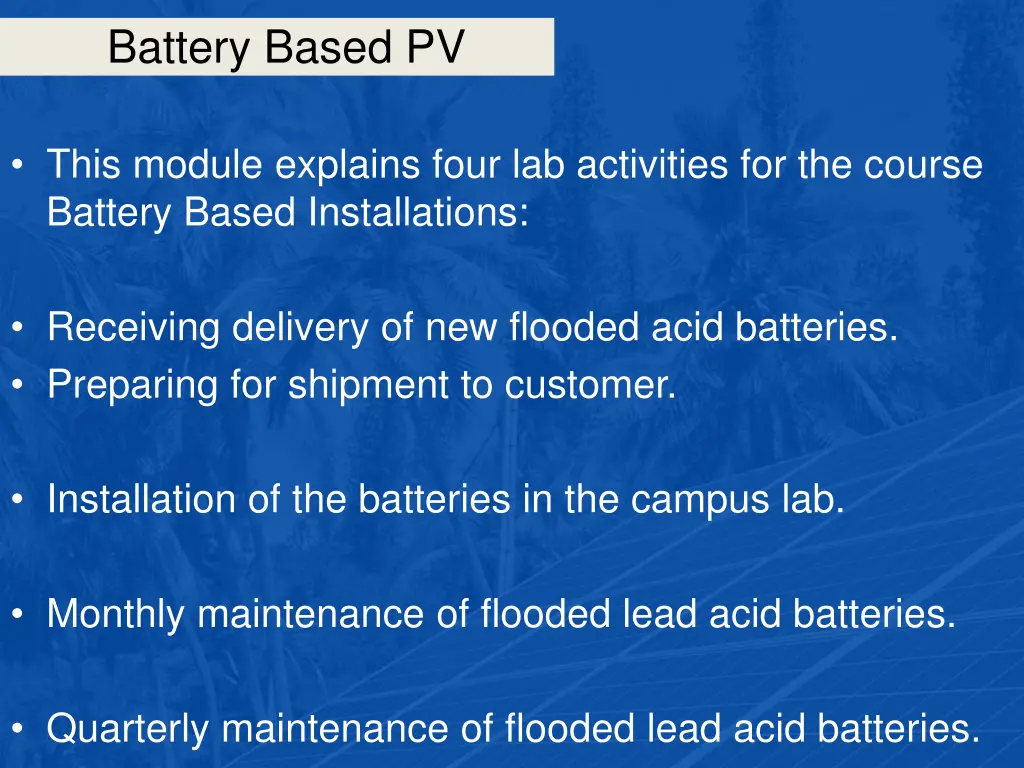 battery based pv