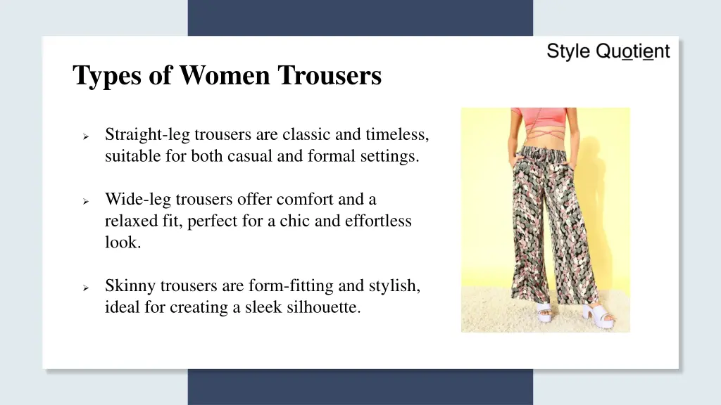 types of women trousers