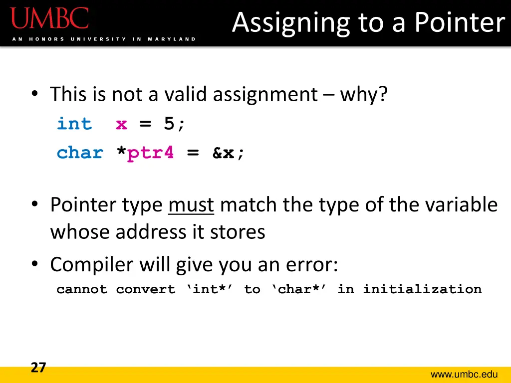 assigning to a pointer 1