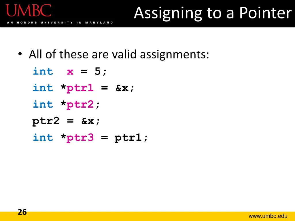 assigning to a pointer