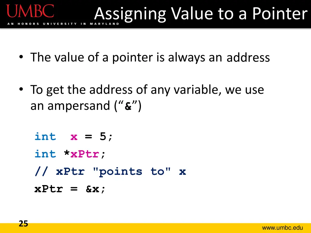 assigning value to a pointer