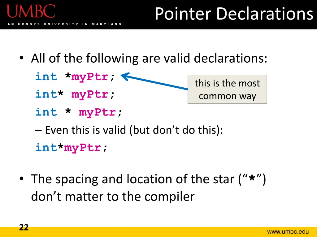 pointer declarations
