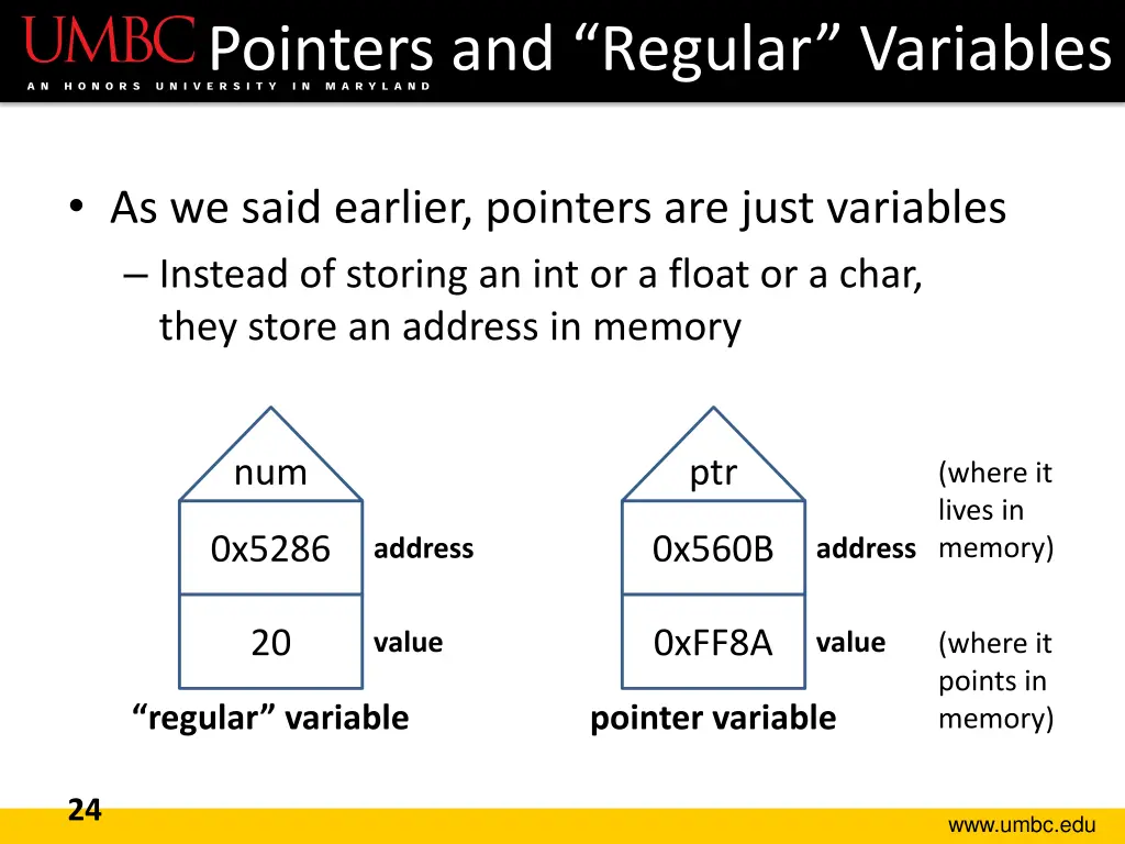 pointers and regular variables