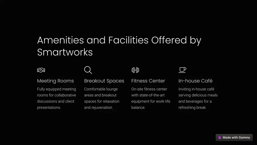 amenities and facilities offered by smartworks