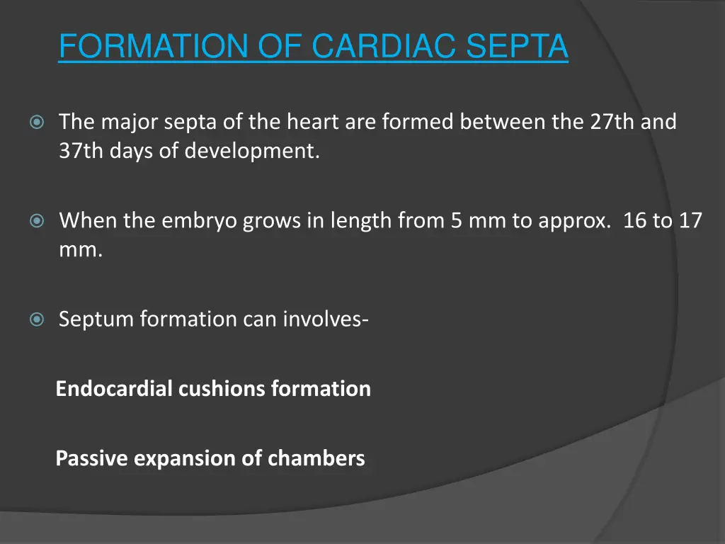 formation of cardiac septa