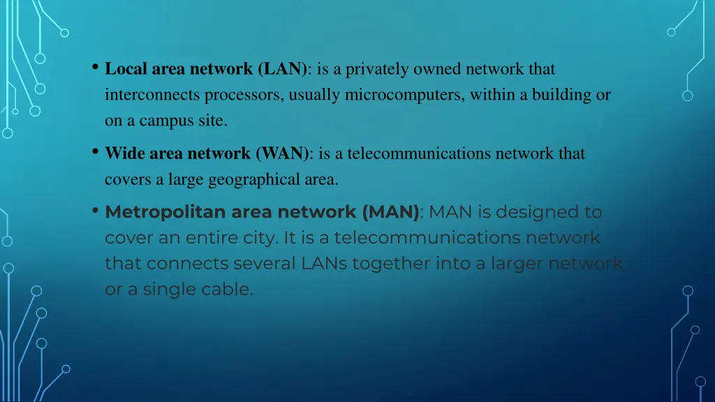 local area network lan is a privately owned