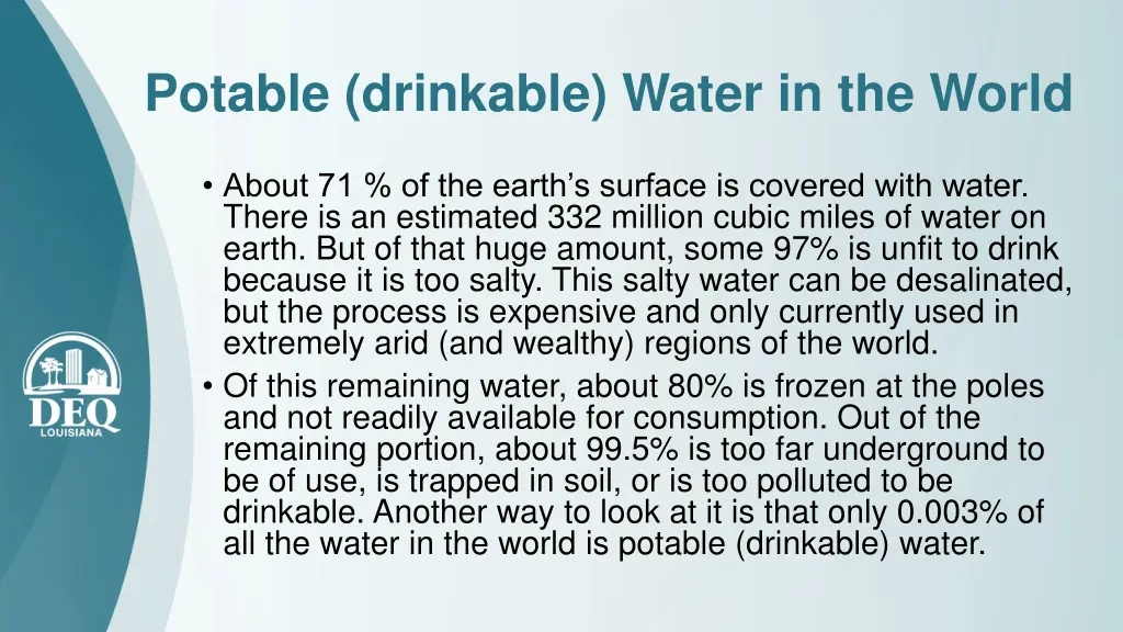 potable drinkable water in the world