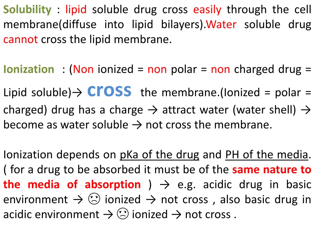 solubility lipid soluble drug cross easily