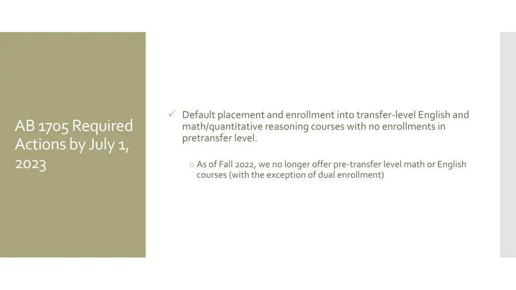 default placement and enrollment into transfer