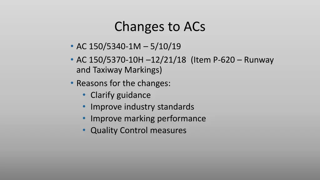 changes to acs