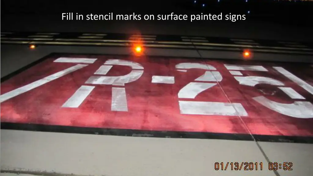 fill in stencil marks on surface painted signs