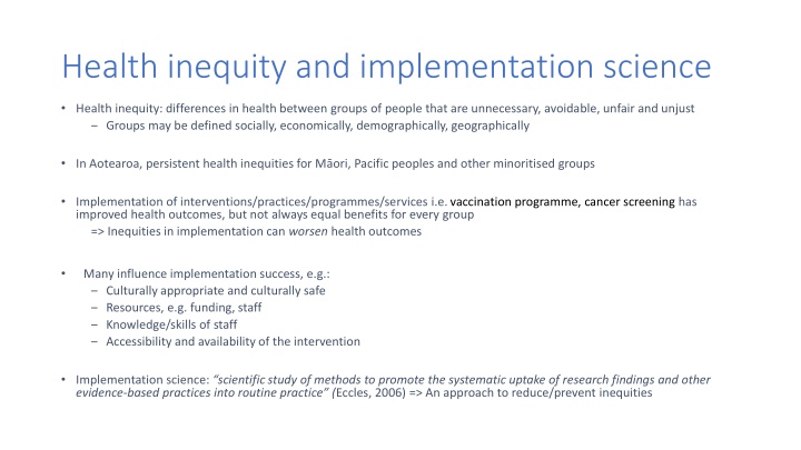 health inequity and implementation science