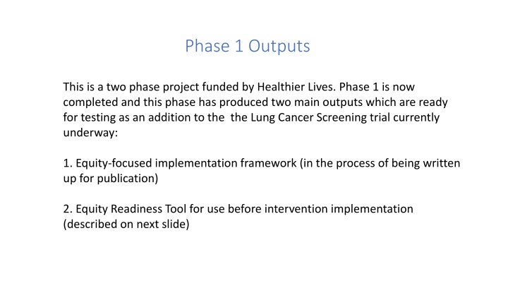 phase 1 outputs