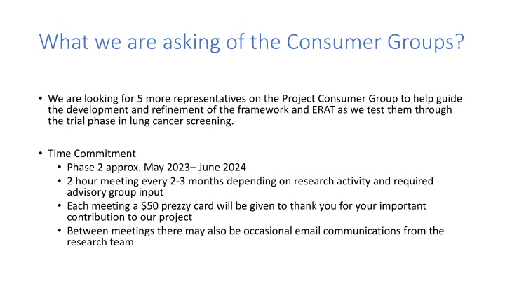 what we are asking of the consumer groups