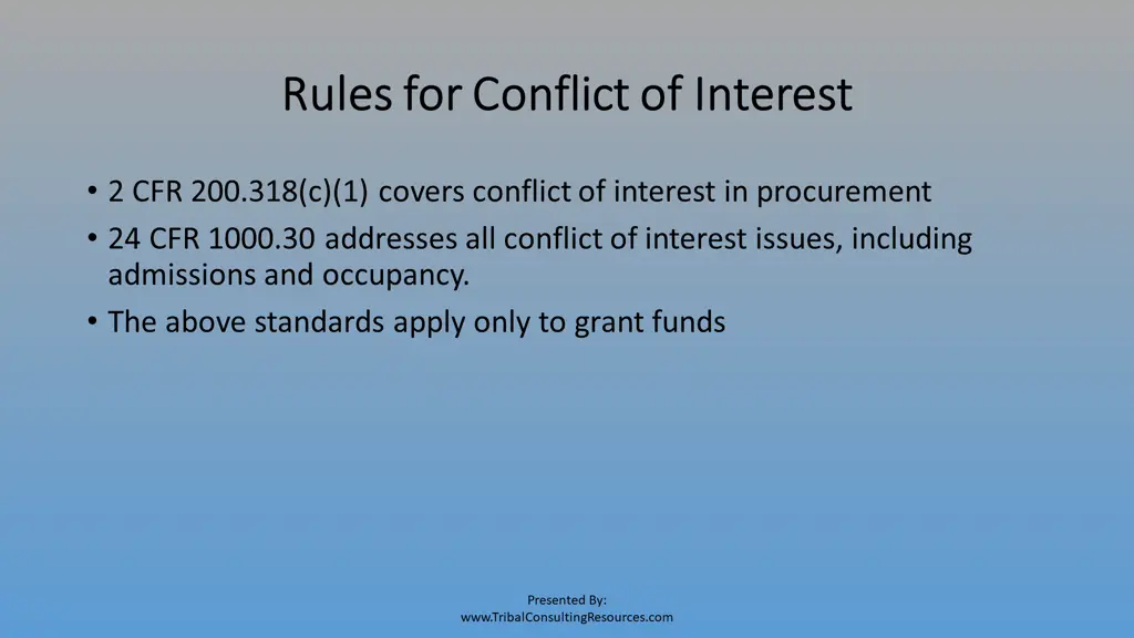 rules for conflict of interest rules for conflict