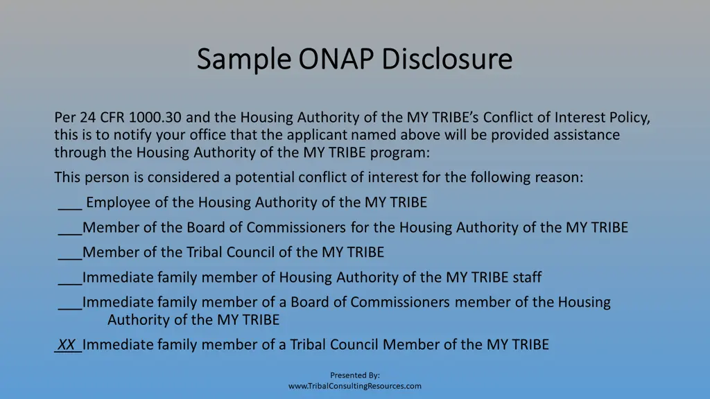 sample onap disclosure sample onap disclosure