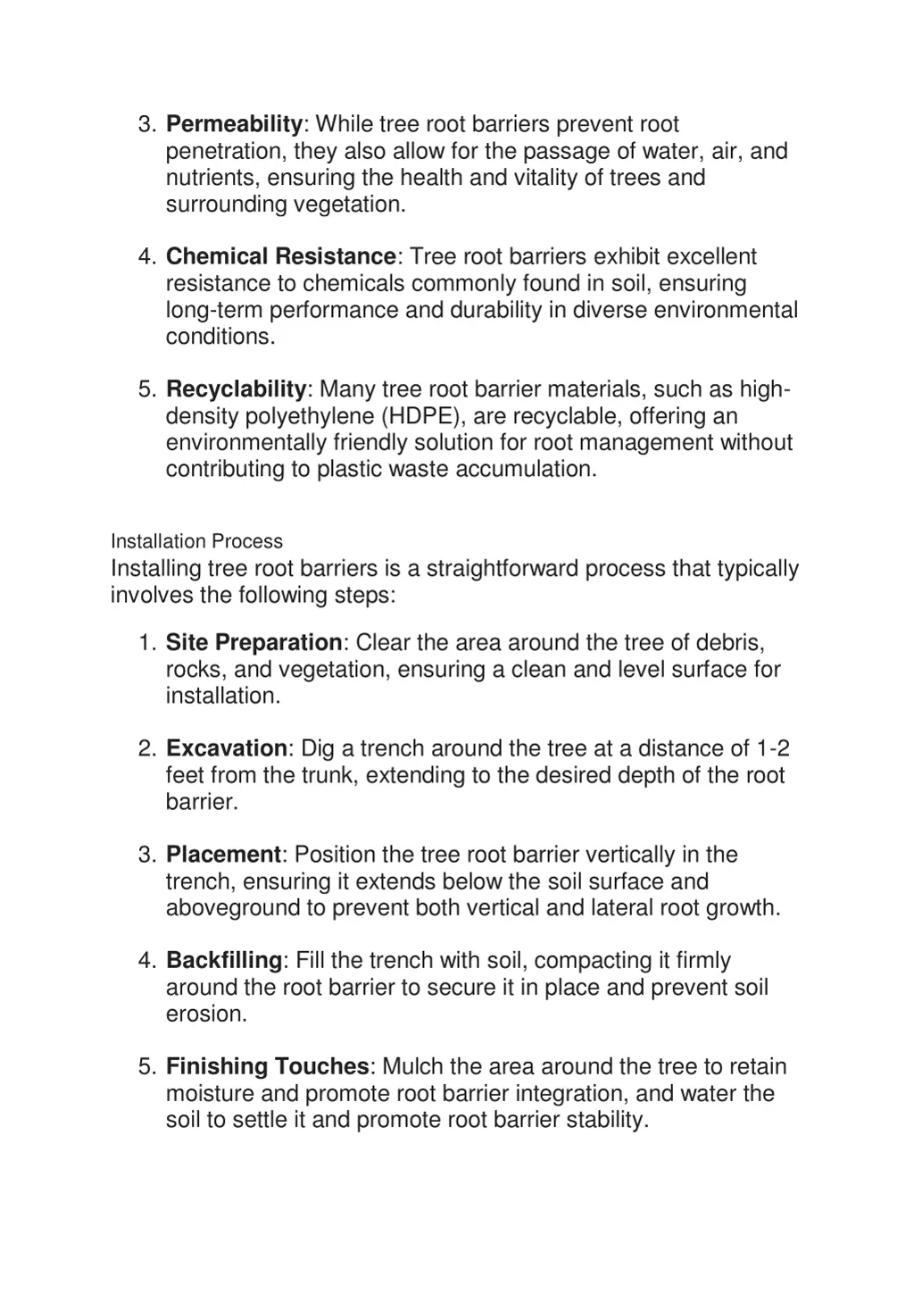 3 permeability while tree root barriers prevent