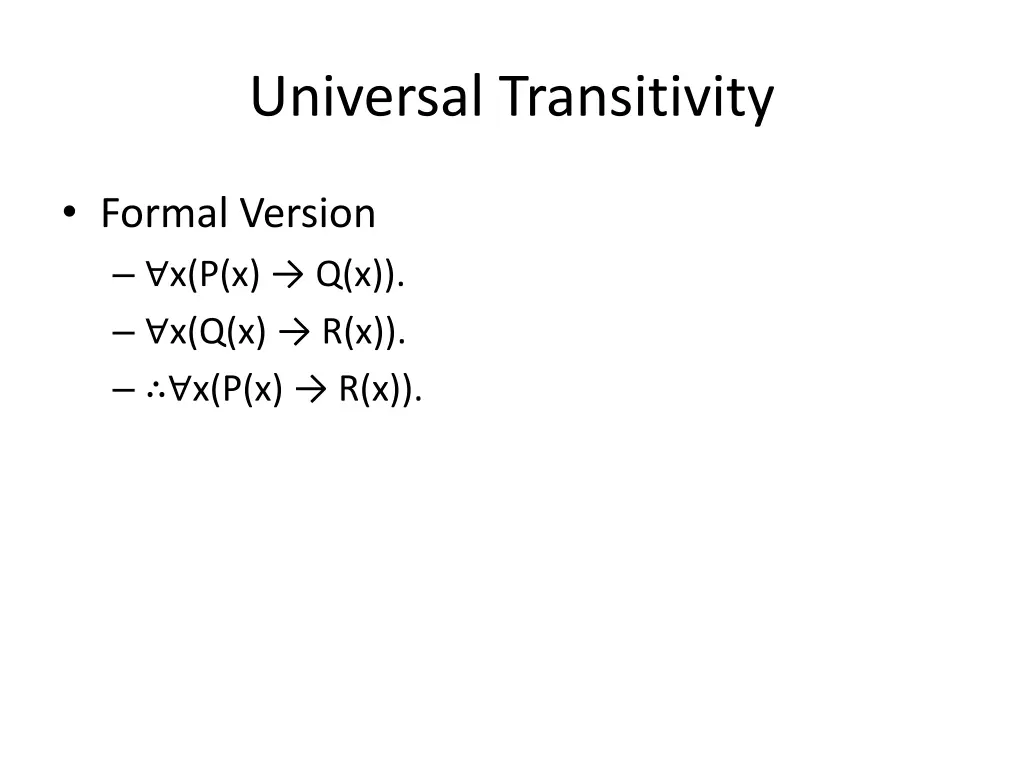 universal transitivity