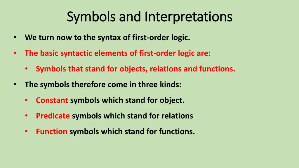symbols and interpretations symbols