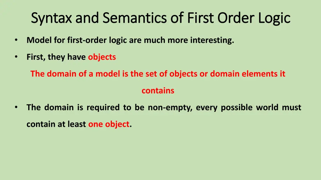 syntax and semantics of first order logic syntax 1