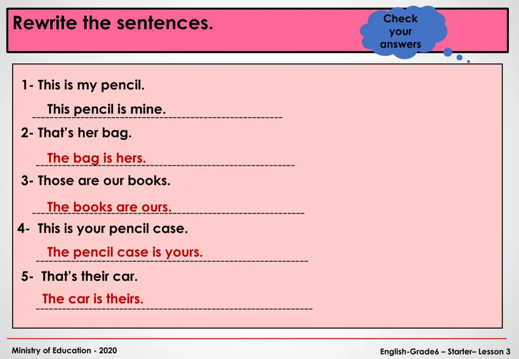 rewrite the sentences