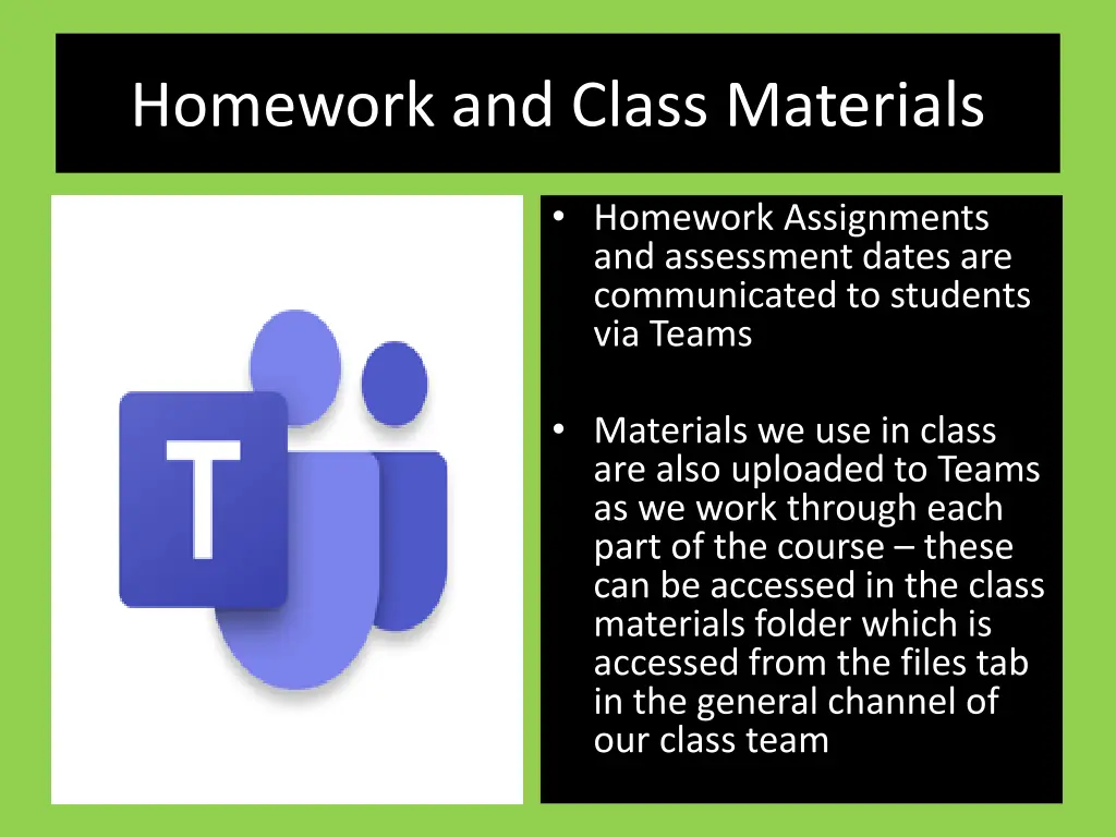 homework and class materials
