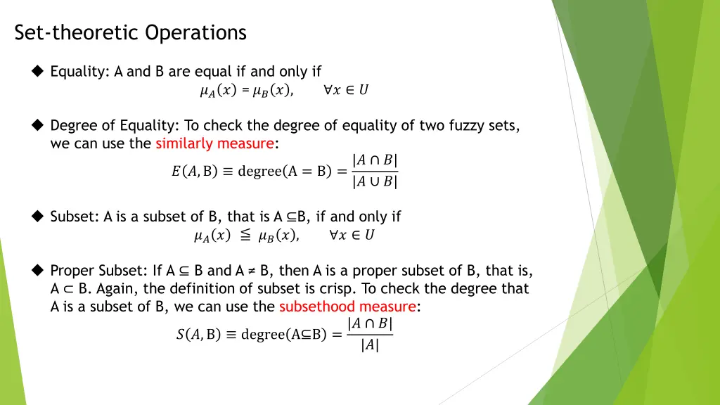set theoretic operations 1