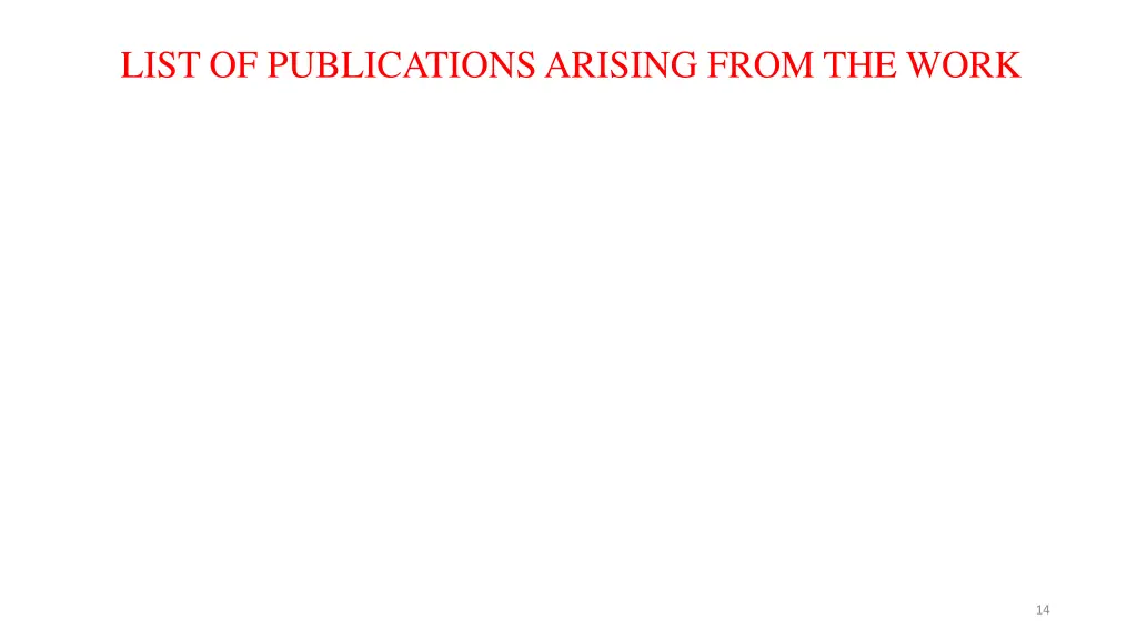 list of publications arising from the work