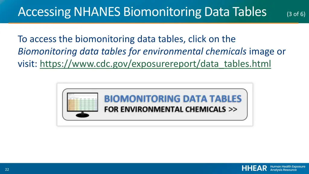 accessing nhanes biomonitoring data tables 3 of 6