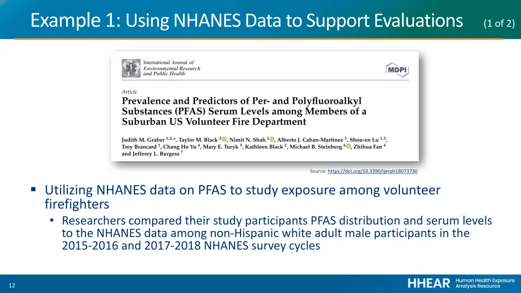 example 1 using nhanes data to support