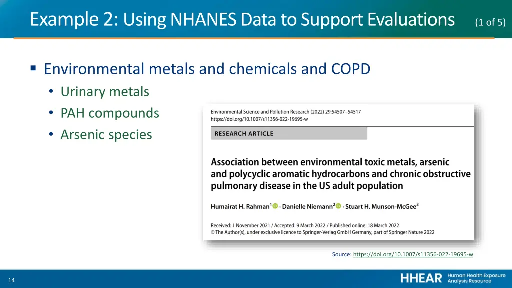 example 2 using nhanes data to support