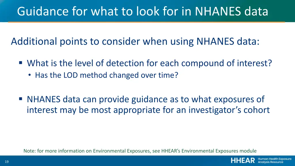 guidance for what to look for in nhanes data 2