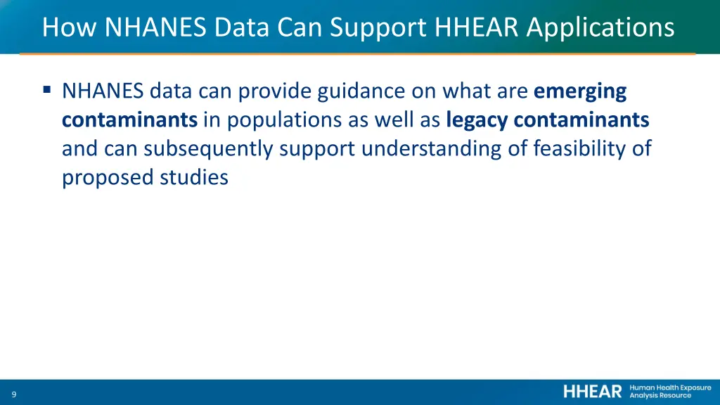 how nhanes data can support hhear applications 2