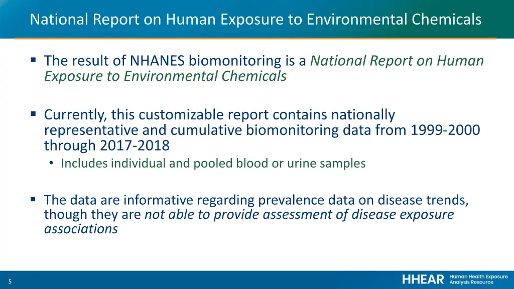 national report on human exposure