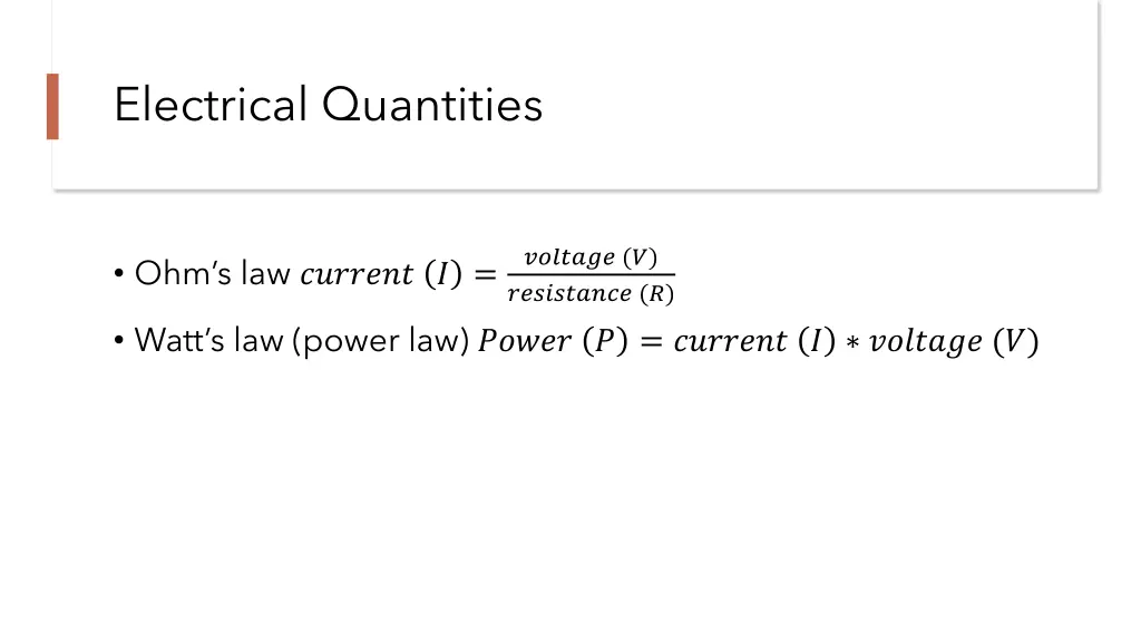 electrical quantities