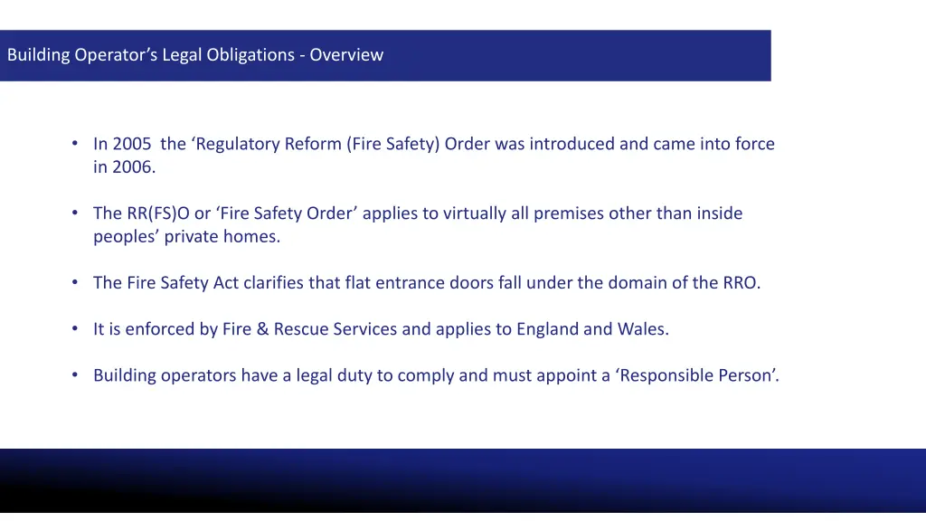 building operator s legal obligations overview